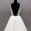 Luxury Beaded Simple Sleeveless Hand Made Embroidery tulle fabric wedding dress